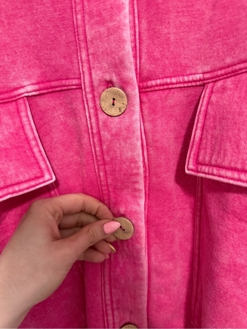Zenana Washed Pink Shacket - Picture 5 of 6
